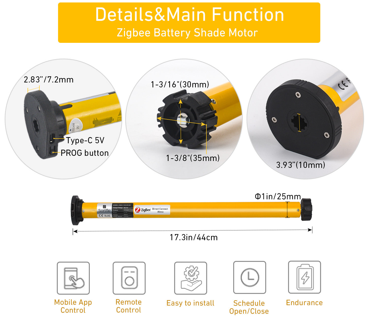 Zigbee Blinds Motor For 38mm Shade Tube