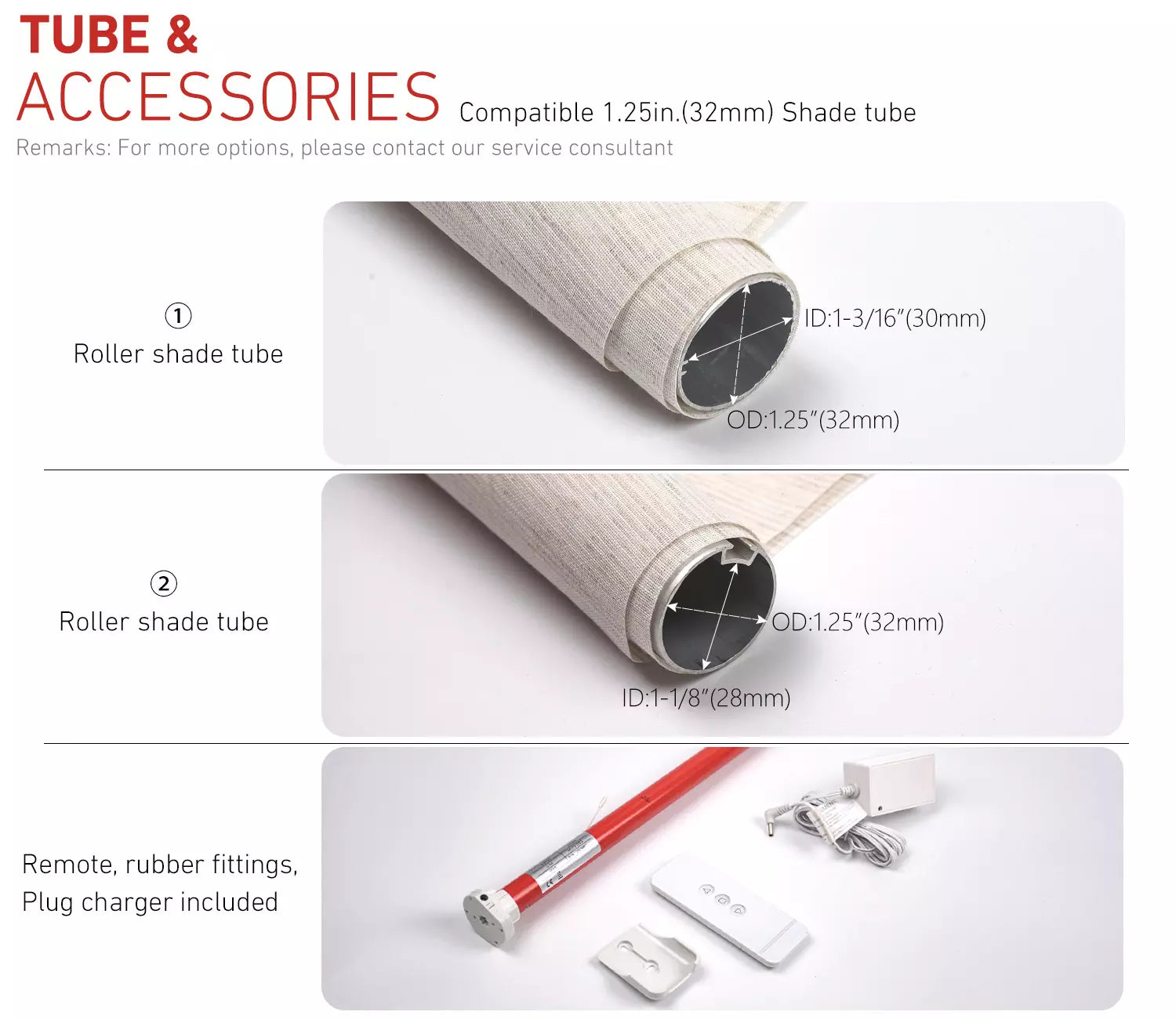 ERB22 Rechargeable Roller Blinds/Shade Motor (Compatible 28-32mm Roller Shade Tubes )