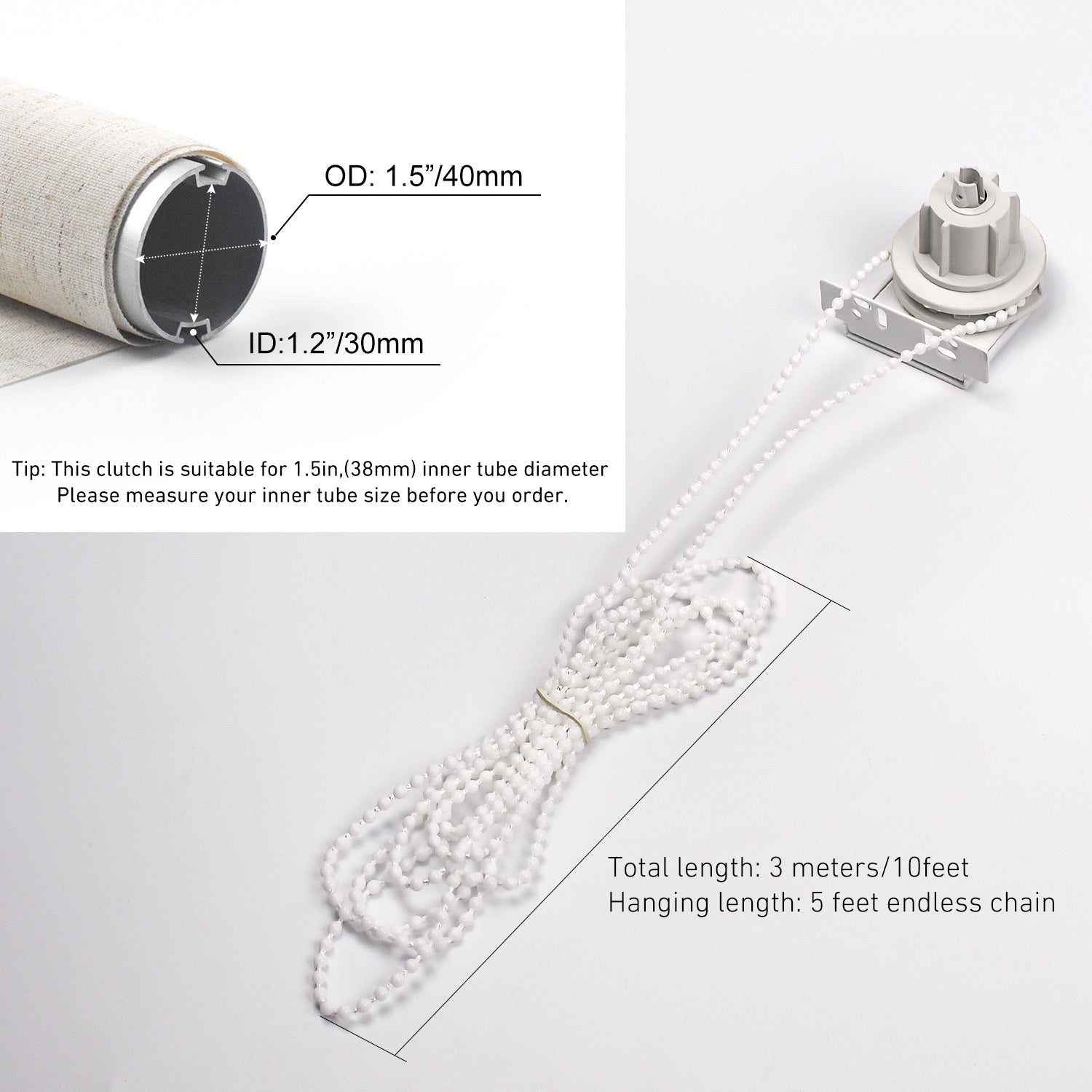 Blind Rope Inch Clutch 38mm Roller Blind Clutch with Metal Bracket & Bead Chain, Roller Shade ...