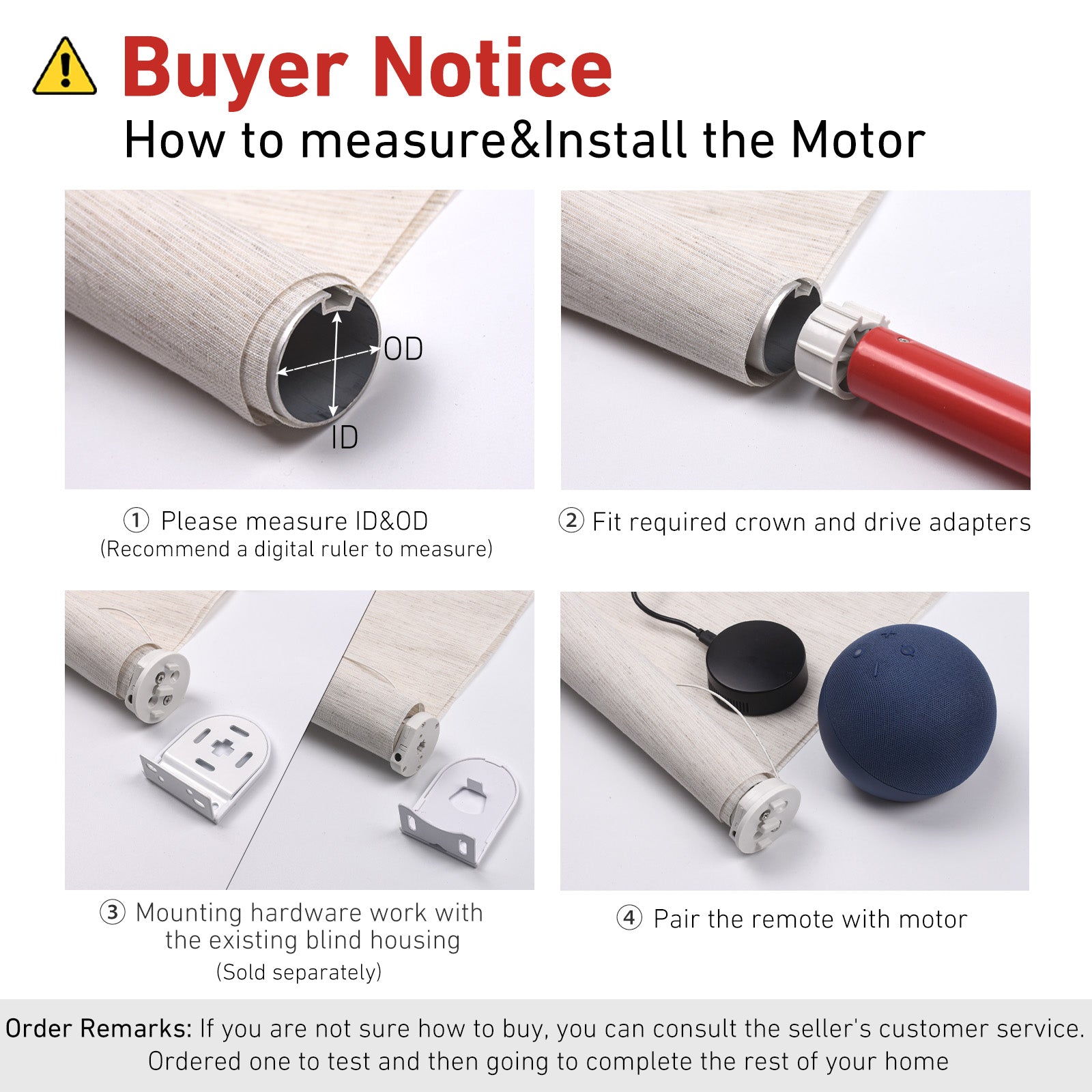 ERB25/ERB16 Wiederaufladbarer Rollo-/Jalousiemotor (Kompatible 1-Zoll- bis 2-Zoll-Rollorohre)