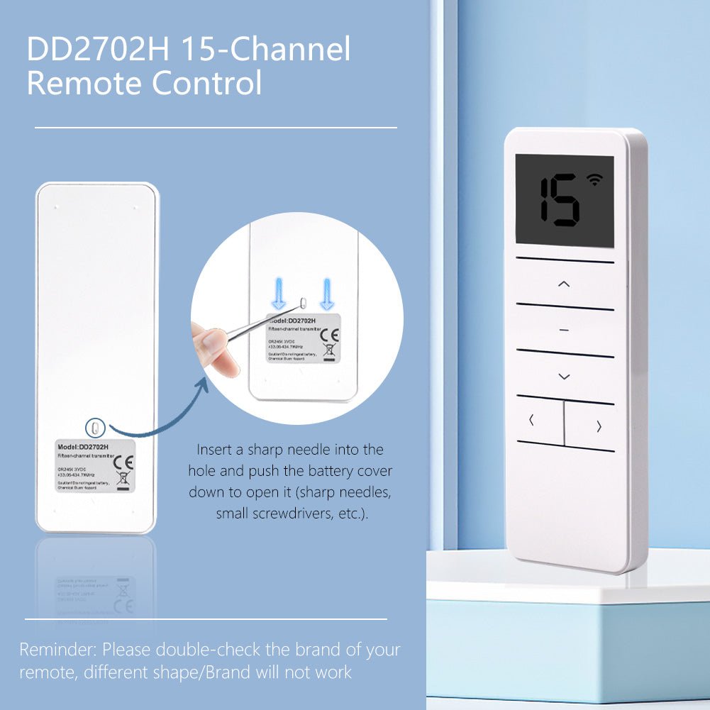 DD2702h 433mhz 15 Channel RF Transmitter/Remote Controller for DOOYA Motor.