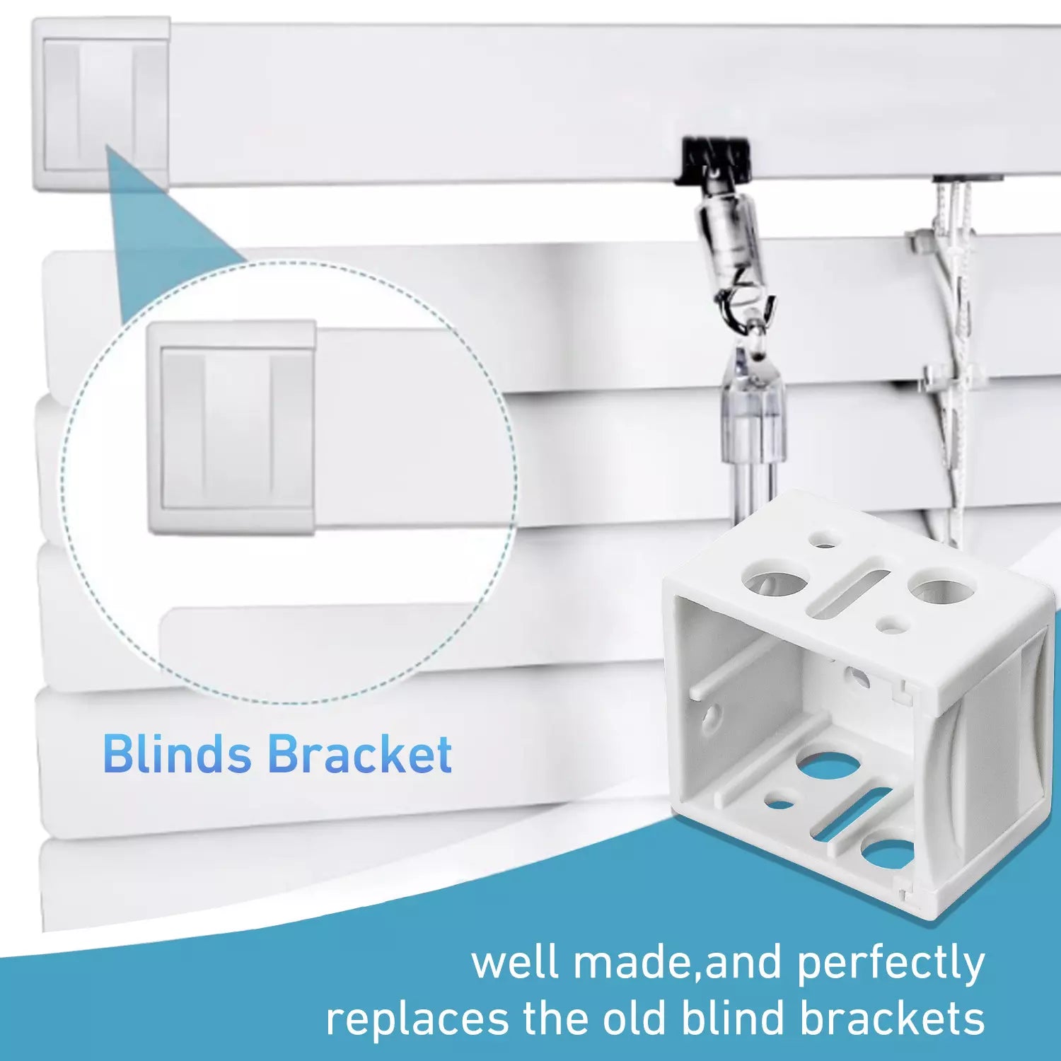 Window Blind Rope Bracket White Window Blinds Headrail Holder Bracket, Mini Blind Profile Box Mo ...