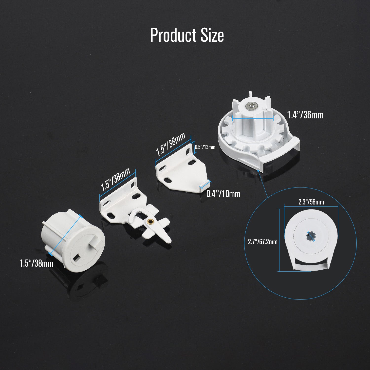 Rollease RB360 Roller Shade Bracket Set, 1 Pair R-Series Bracket for R3 & R8 Clutch, Roller Shades