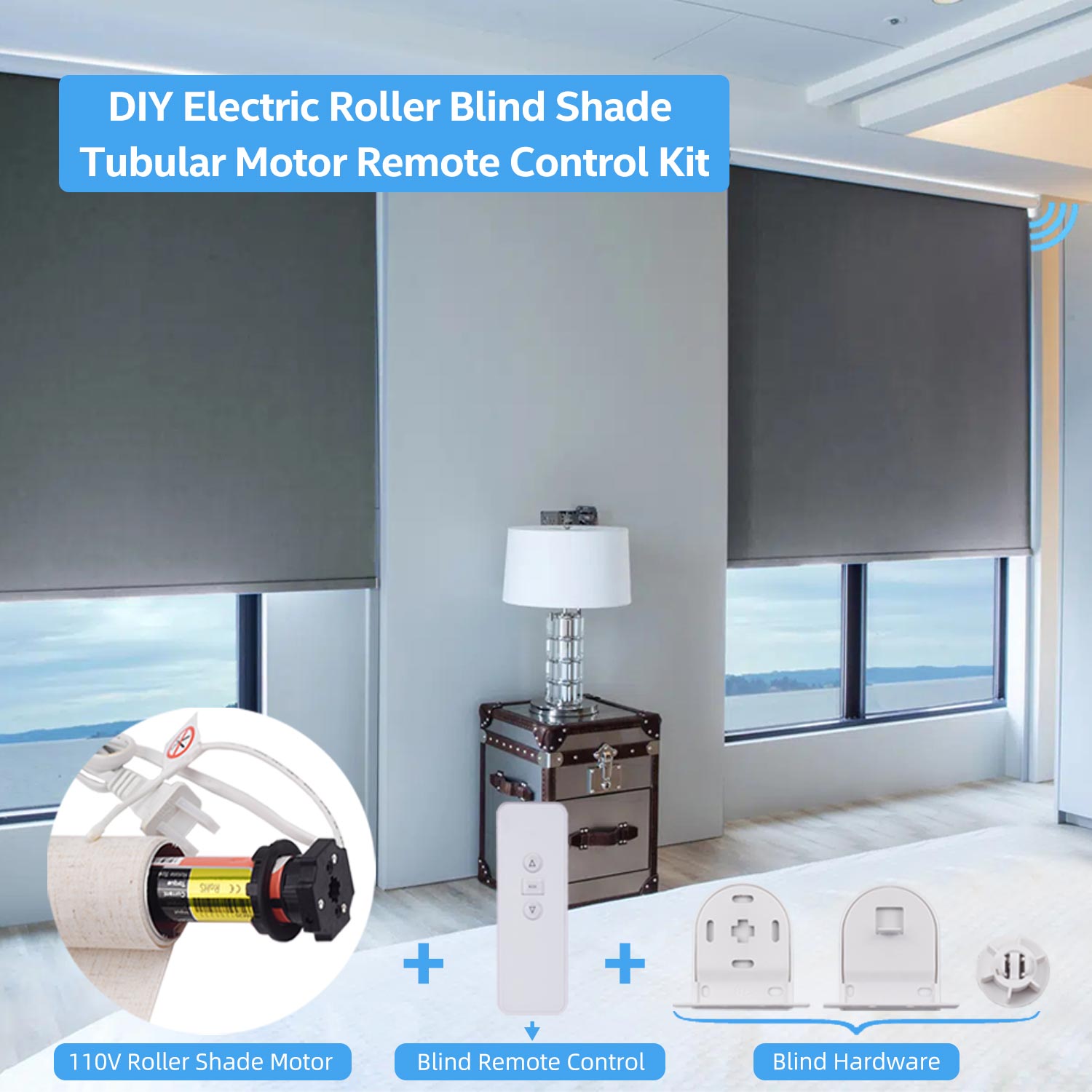 Alpha Motors Roller Shade Remote Control - White Plastic, Motorized Shade Controller