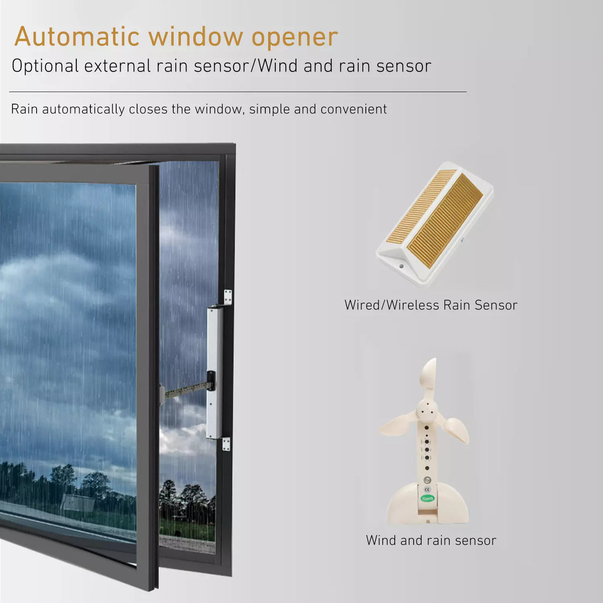 Smart Automatic Motorized Window Skylight Opener, Chain Electric Window Actuator Motor, Stroke 300mm for Clerestory, Casement Window, Roof Vent (DC24V Input)