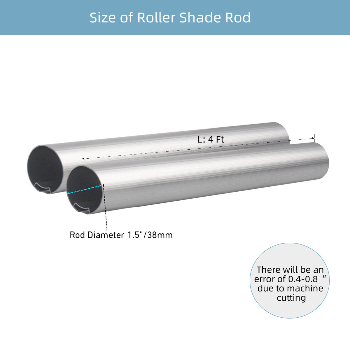 Roller Shades Tube，1-1/2"(38mm) Aluminum Tube，Roller Blinds Tube - 1 PCS